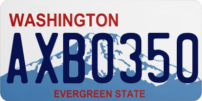 WA license plate AXB0350