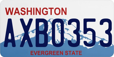 WA license plate AXB0353