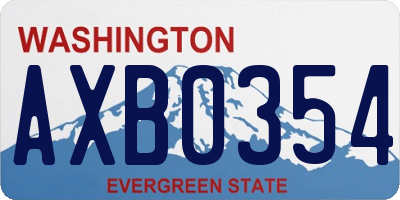 WA license plate AXB0354
