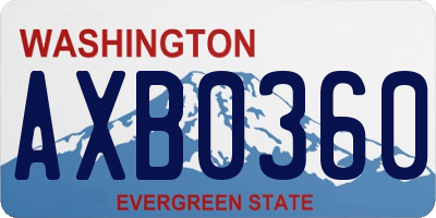 WA license plate AXB0360