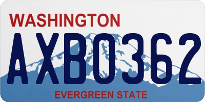 WA license plate AXB0362
