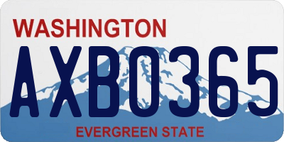 WA license plate AXB0365