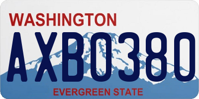 WA license plate AXB0380