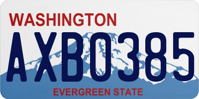 WA license plate AXB0385