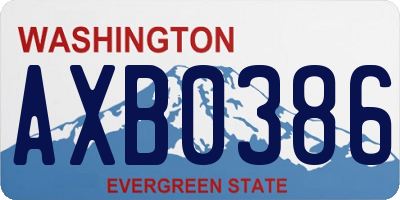 WA license plate AXB0386