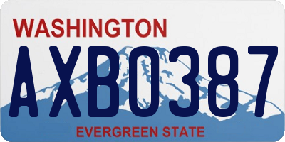 WA license plate AXB0387