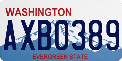 WA license plate AXB0389