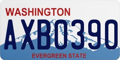 WA license plate AXB0390
