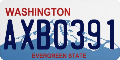WA license plate AXB0391