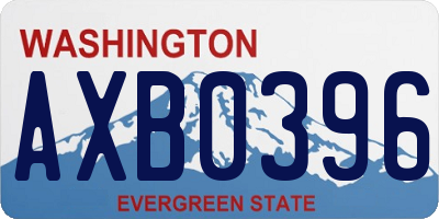 WA license plate AXB0396