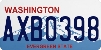WA license plate AXB0398