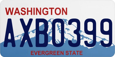 WA license plate AXB0399