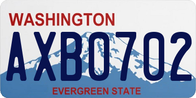WA license plate AXB0702