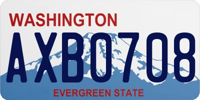 WA license plate AXB0708