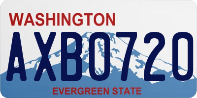 WA license plate AXB0720