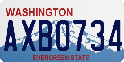 WA license plate AXB0734