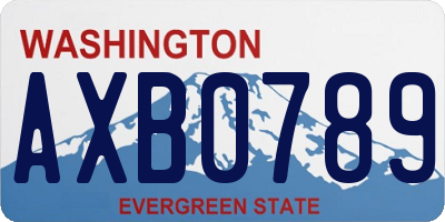 WA license plate AXB0789