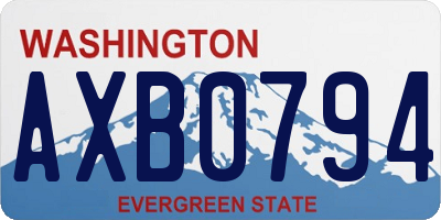 WA license plate AXB0794