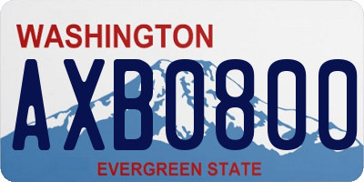 WA license plate AXB0800