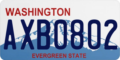 WA license plate AXB0802