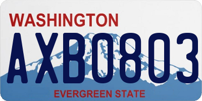 WA license plate AXB0803