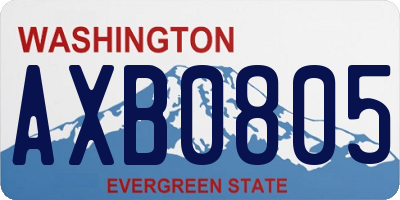 WA license plate AXB0805