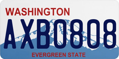 WA license plate AXB0808