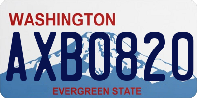 WA license plate AXB0820
