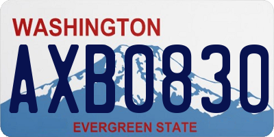 WA license plate AXB0830