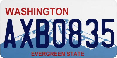 WA license plate AXB0835