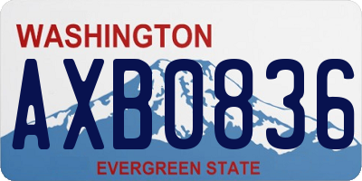 WA license plate AXB0836
