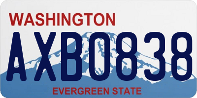 WA license plate AXB0838
