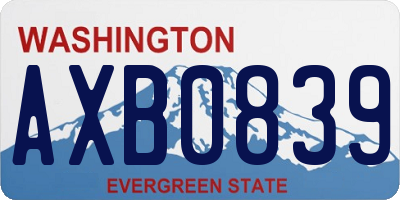 WA license plate AXB0839