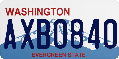 WA license plate AXB0840
