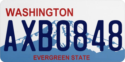 WA license plate AXB0848