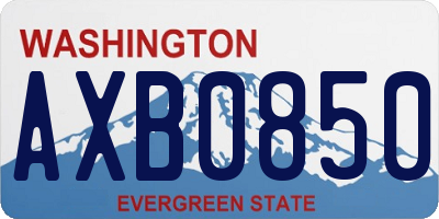 WA license plate AXB0850