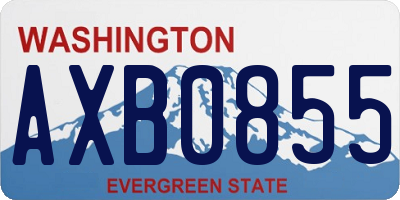 WA license plate AXB0855