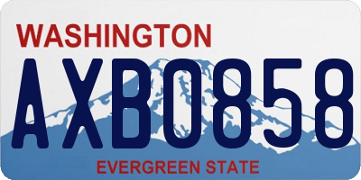 WA license plate AXB0858