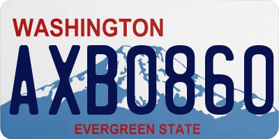 WA license plate AXB0860