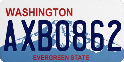 WA license plate AXB0862