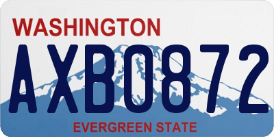 WA license plate AXB0872