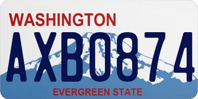 WA license plate AXB0874