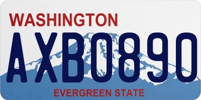 WA license plate AXB0890