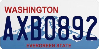 WA license plate AXB0892