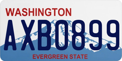 WA license plate AXB0899
