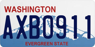 WA license plate AXB0911