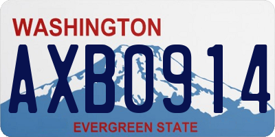 WA license plate AXB0914