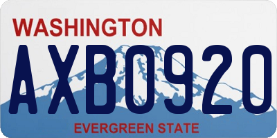 WA license plate AXB0920