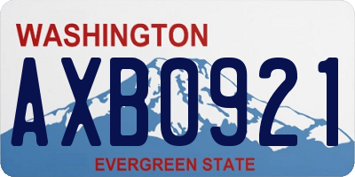 WA license plate AXB0921