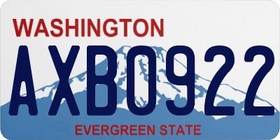 WA license plate AXB0922